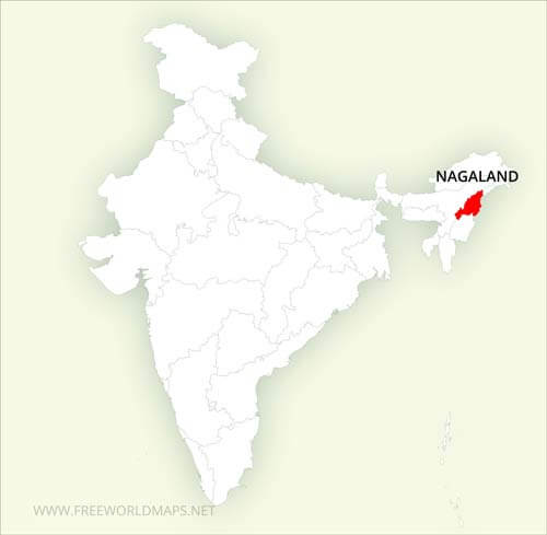 Nagaland location on India map Nagaland location on India map