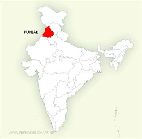 Punjab location on India map