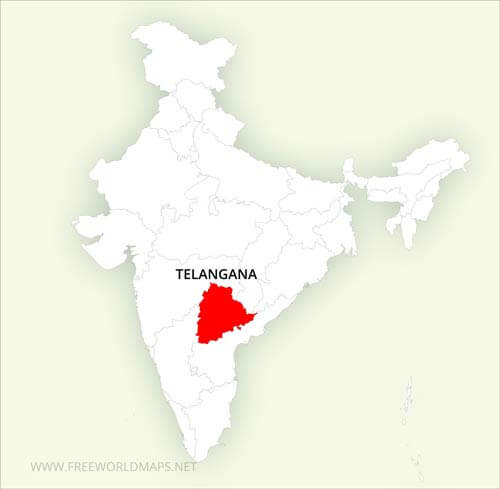 Telangana location on India map