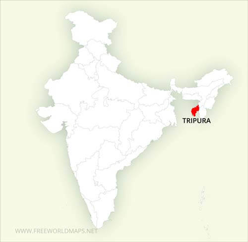 Tripura location on India map