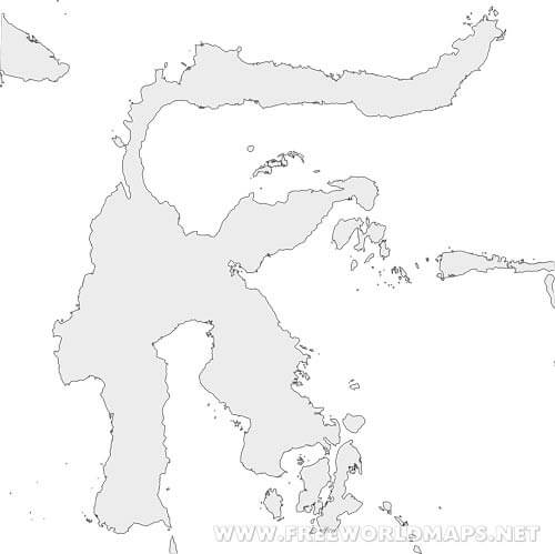 Sulawesi printable outline map