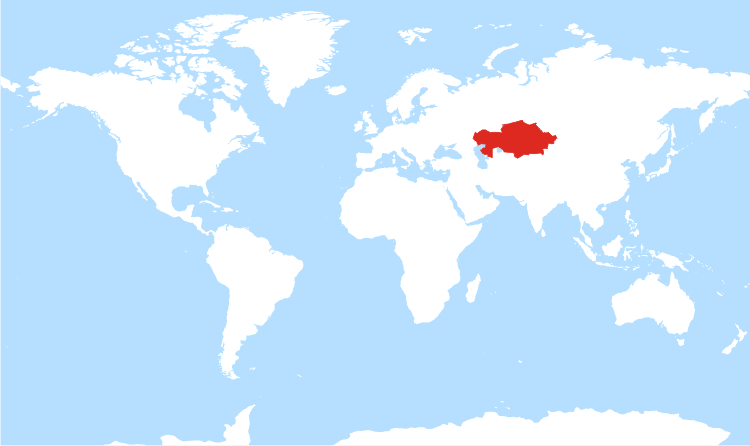 World map Kazakhstan highlighted
