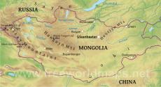 Physical map of Mongolia