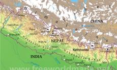 Physical map of Nepal