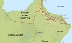 Physical map of Oman