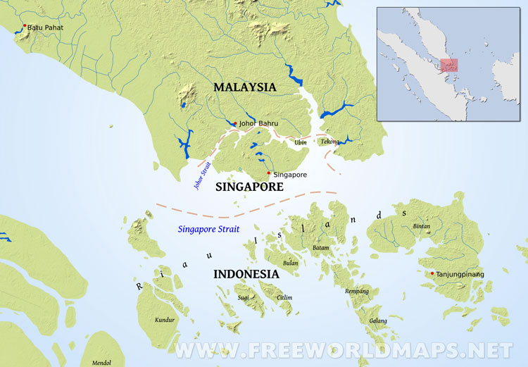 Singapore Physical Map Singapore Physical Map