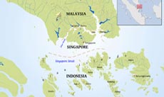 Physical map of Singapore Physical map of Singapore