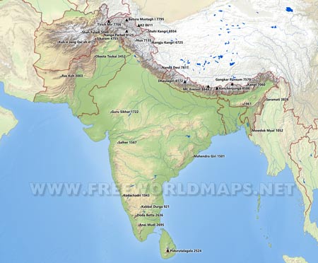 South Asia peaks and mountains South Asia peaks and mountains