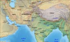 Physical map of South Asia