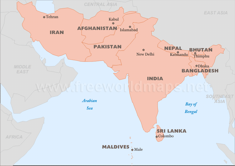 South Asia map