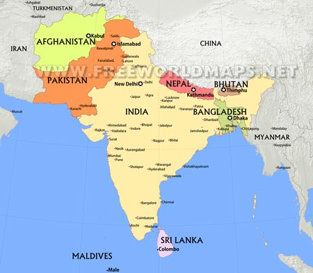 South Asia map