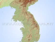 Physical map of the Korean Peninsula