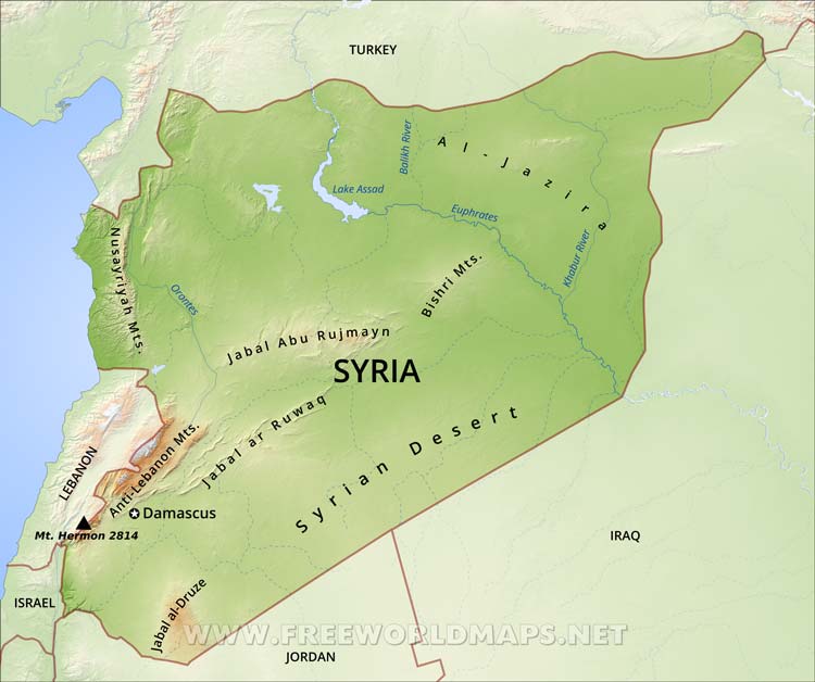Syria Physical Map