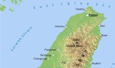 Physical map of Taiwan Physical map of Taiwan
