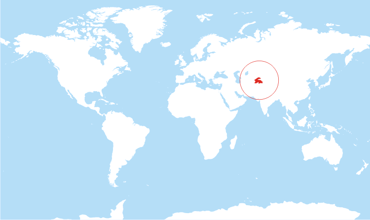 World map Tajikistan highlighted