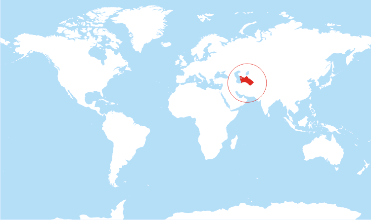 World map Turkmenistan highlighted World map Turkmenistan highlighted