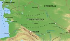 Physical map of Turkmenistan Physical map of Turkmenistan