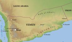 Physical map of Yemen