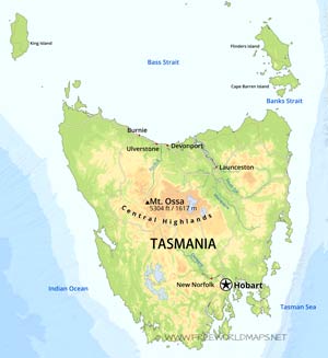 Tasmania physical map