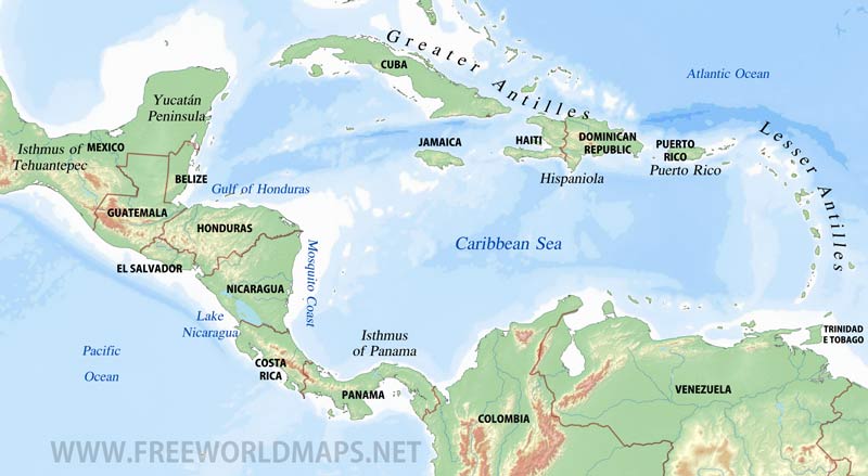 Caribbean map