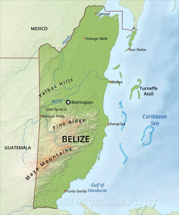 Belize Physical Map