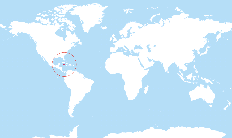 World map Cayman Islands highlighted