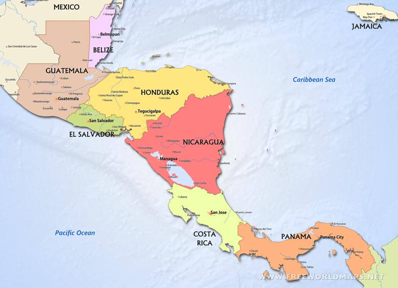 Central America map 