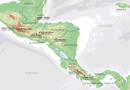 Central America mountains