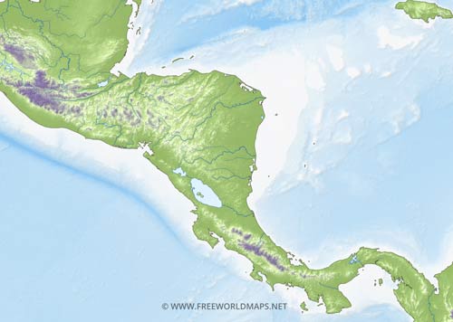 Central America HD blank relief map
