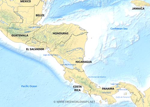 Central America rivers lakes