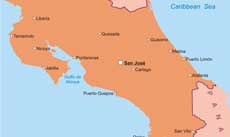 Costa Rica political map