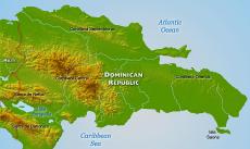 Physical map of Dominican Republic