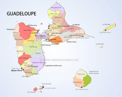 Political map of Guadeloupe
