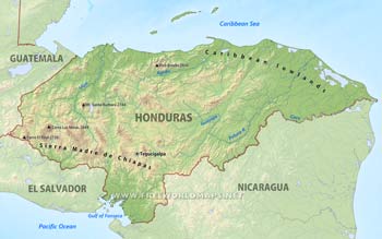 Honduras physical map
