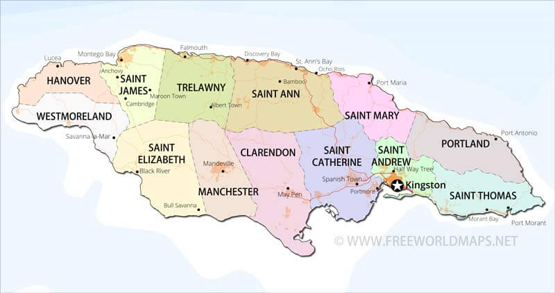 Jamaica political map