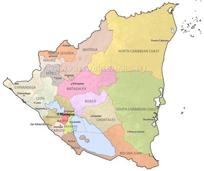Nicaragua political map
