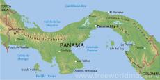 Physical map of Panama