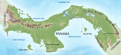 Panama physical map