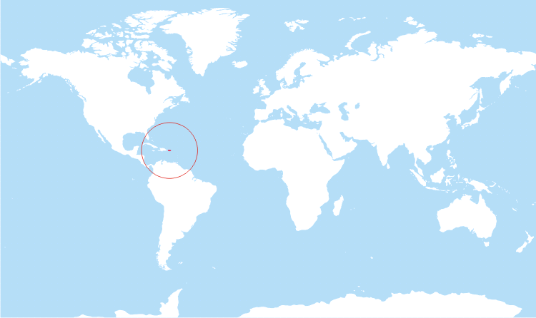 World map Puerto Rico highlighted