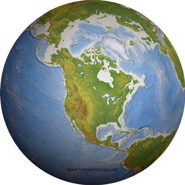 North America globe map