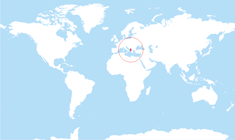 World map Albania highlighted World map Albania highlighted