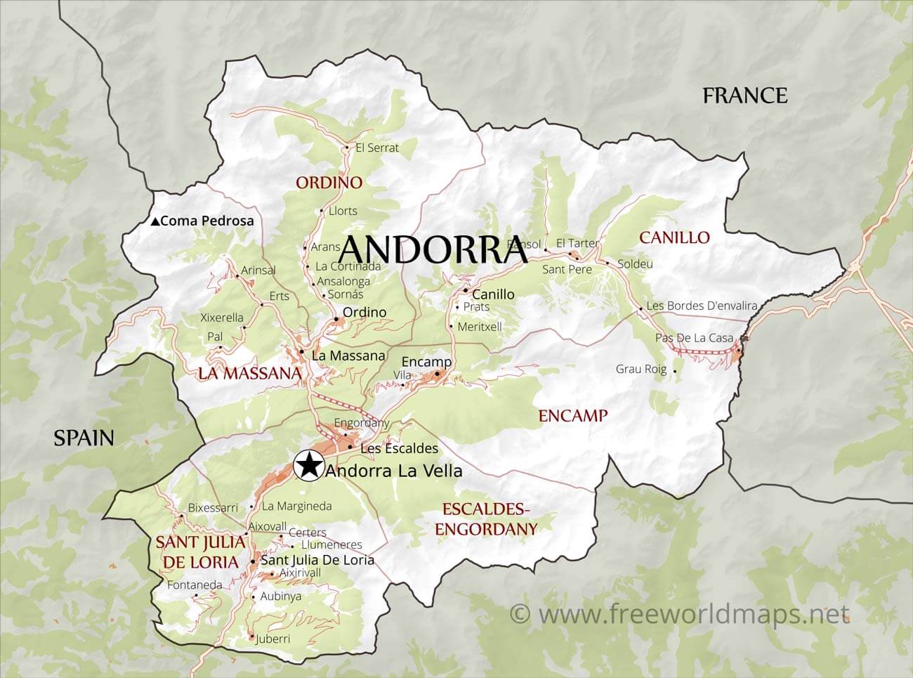 Andorra Maps By Freeworldmaps Net Andorra Map 