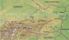 Physical map of Austria