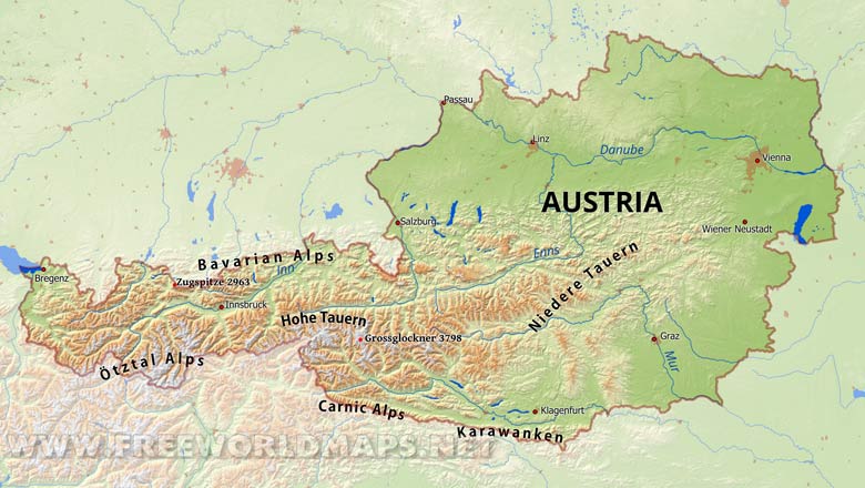 Austria Physical Map Austria Physical Map