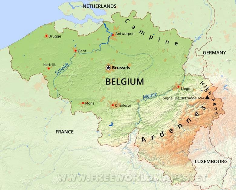 Belgium Physical Map Belgium Physical Map