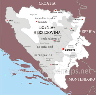 Bosnia political map Bosnia political map