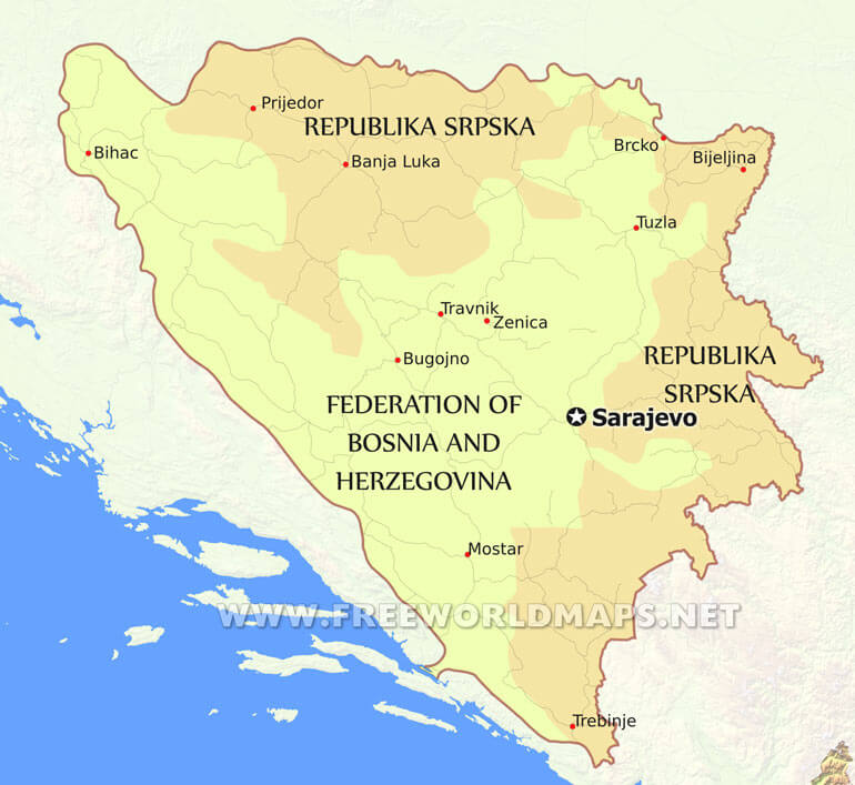 Bosnia Political Map Bosnia Political Map