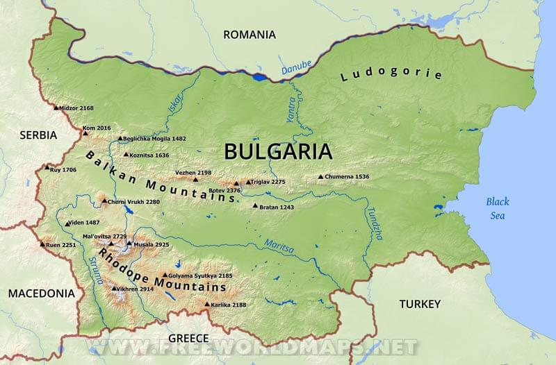 Bulgaria Physical Map