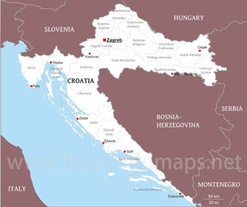 Croatia political map Croatia political map