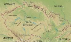 Physical map of Czechia Physical map of Czechia
